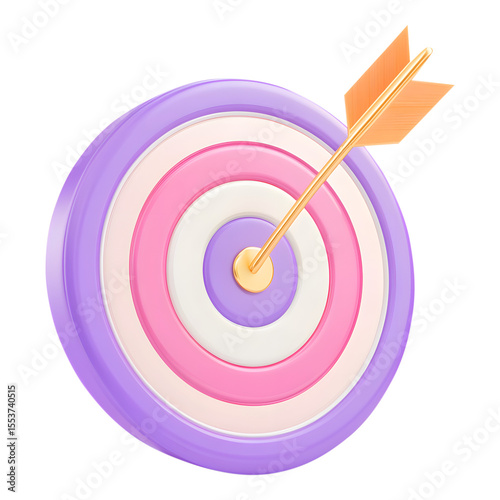 3d rendered target with arrow achieving bullseye representing goals success and achievement