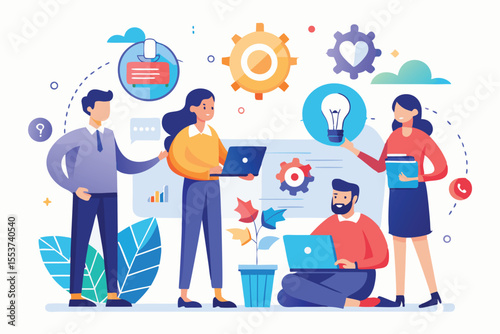 Cooperation among employees fosters effective communication and discussion on project development in a collaborative workspace environment