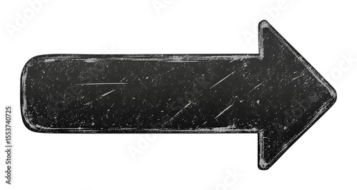 Grunge black arrow pointing right with scratched texture directional sign for navigation