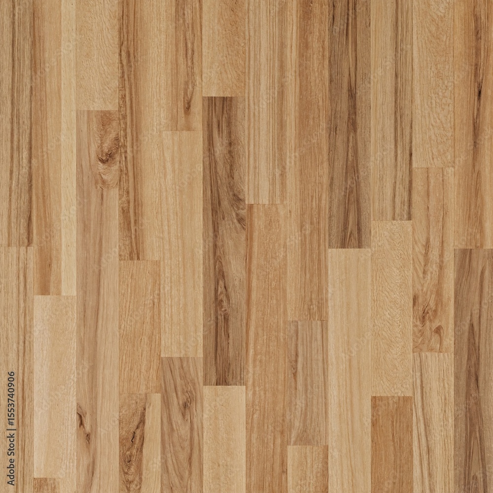 Fototapeta premium High quality hickory hardwood flooring with natural color variations shown from an elegant overhead perspective