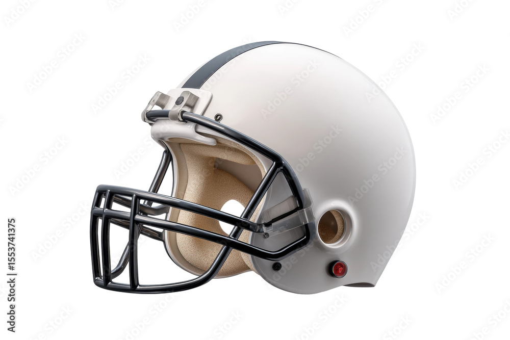 Fototapeta premium PNG White american football helmet with faceguard on white background