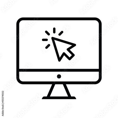 Computer with cursor or pointer icon