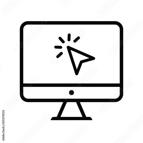 Computer with cursor or pointer icon