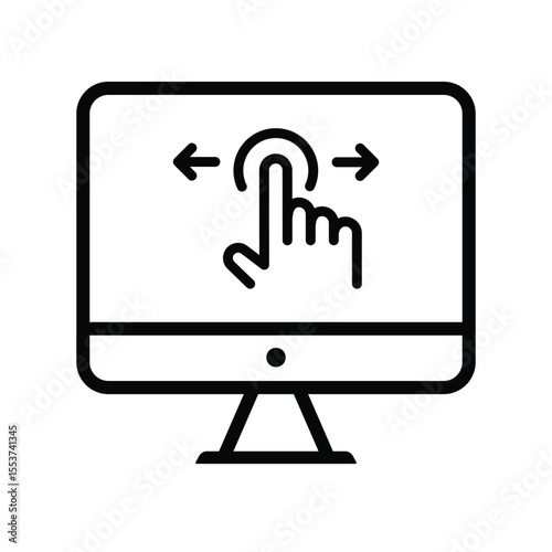 Computer with touchscreen icon. Move to left and Move to right icon