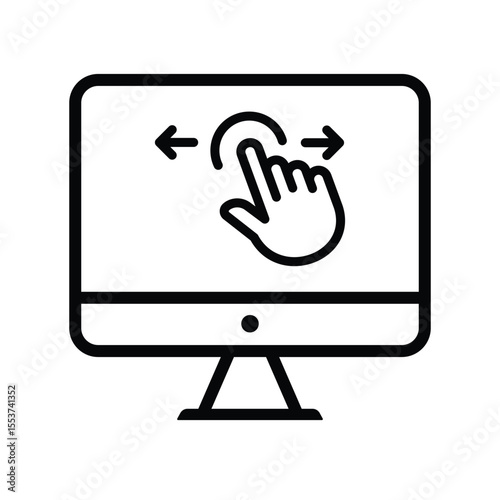 Computer with touchscreen icon. Move to left and Move to right icon