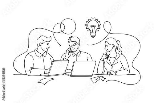 Three company founders engage in a continuous discussion while brainstorming innovative ideas in a collaborative environment, focusing on creative solutions for their startup