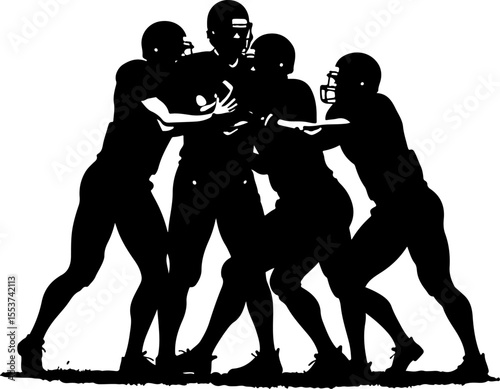 American Football Players   jump, jumping, ball, sport, team, game, action, Catching Ball Vector Bundle