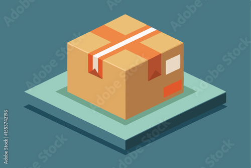 Minimalist package box on a clean geometric platform showcasing simple design elements in a modern setting