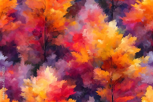 Artistic autumn rhapsody pattern with fall leaves and warm colors