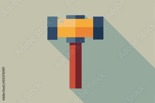 Geometric flat hammer with a colorful handle ideal for construction and DIY tasks in a minimalist design