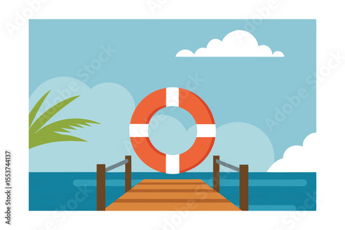 life buoy on a wooden boat