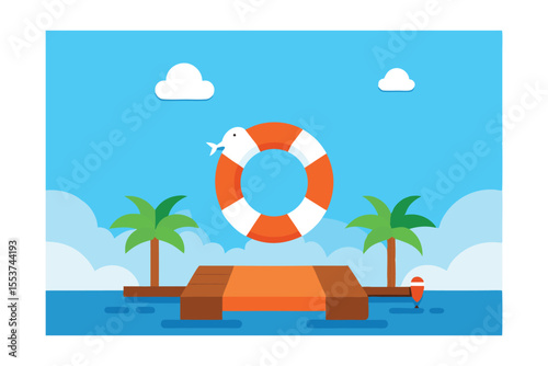 life buoy on a wooden boat