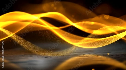 Golden Waves of Light and Sparkles in Motion
