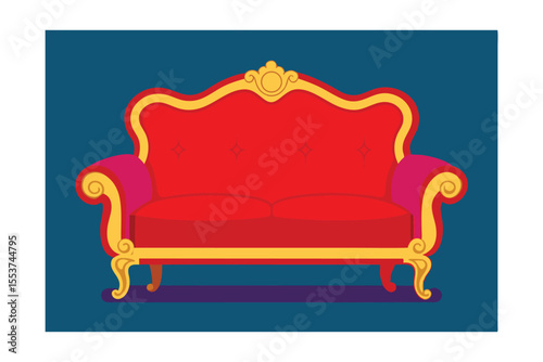 red sofa isolated on white
