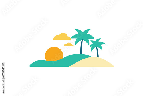 tropical island with palm trees