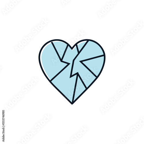 a shattered glass heart icon with sharp crystal fr