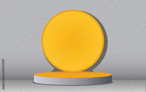 A minimalistic product display podium with a vibrant orange circle, perfect for showcasing items.