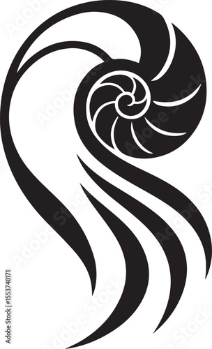 Nautical shell abstract design for graphic art, Ocean inspired shell vector illustration