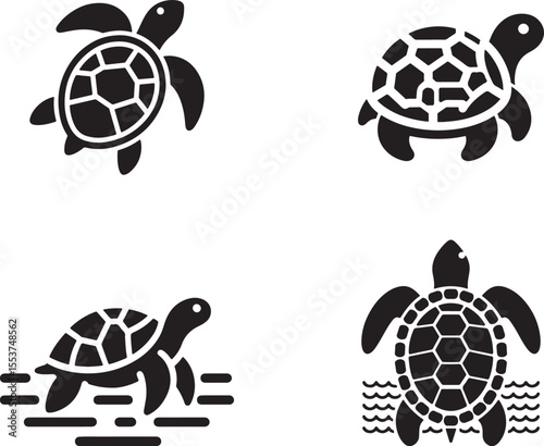 Wild sea turtle vector illustration with a distinct shell, perfect for animal and nature designs