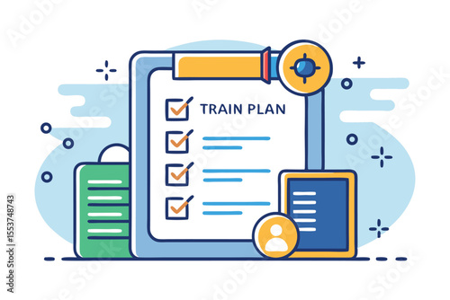 Creating a training plan concept with task list and important elements for effective learning and assessment strategies