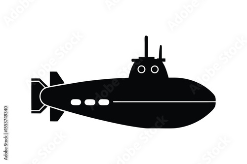 Submarine silhouette vector art illustration