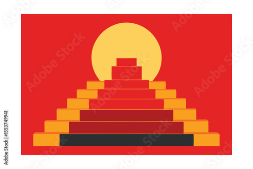 Abstract Sun Pyramid Geometric Steps to Enlightenment