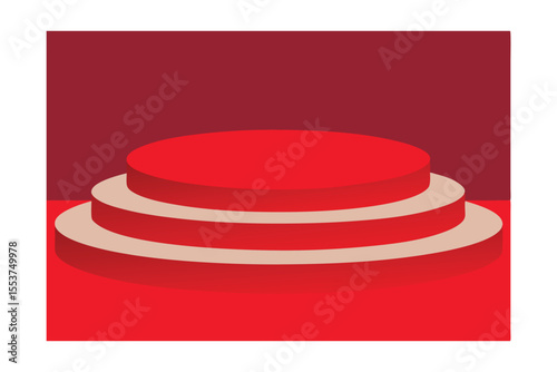 Elegant Three-Tiered Red Podium Award Ceremony Stage Design