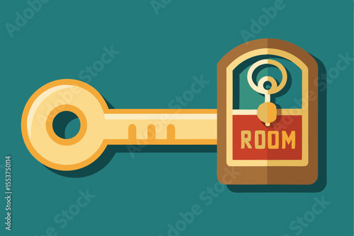 Vintage hotel door lock key featuring retro room number badge for enhancing nostalgia in accommodation experiences