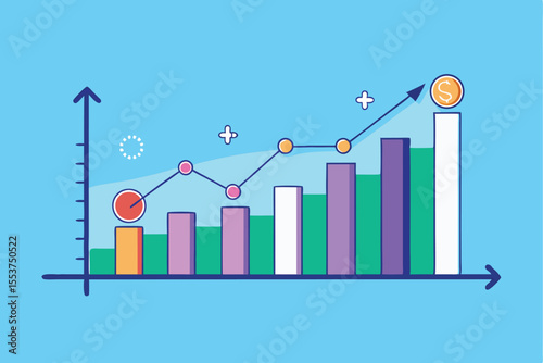 Investment chart showing geometric growth trends and data representation with numerical indicators and symbols