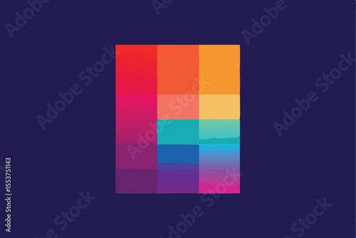 Vivid gradient squares create a modern minimalist design highlighting vibrant colors in a multicolored array