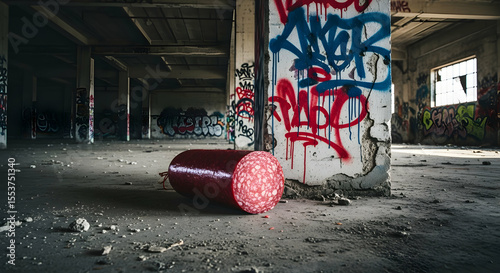 Abandoned Warehouse Space Featuring Salami And Graffiti Covered Wall