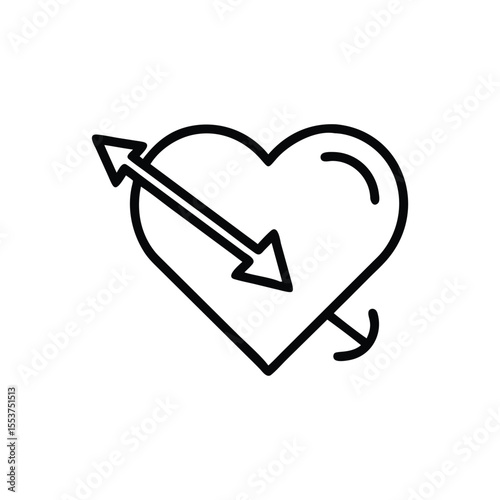 Heart pierced by arrow icon on background representing love and Charity concepts