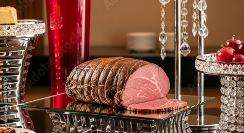 Elegant Presentation Of Roast Beef For Upscale Buffet Dining