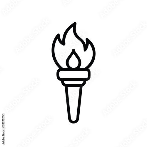 Outline torch with flames and handle on a background Charity symbol fire graphic