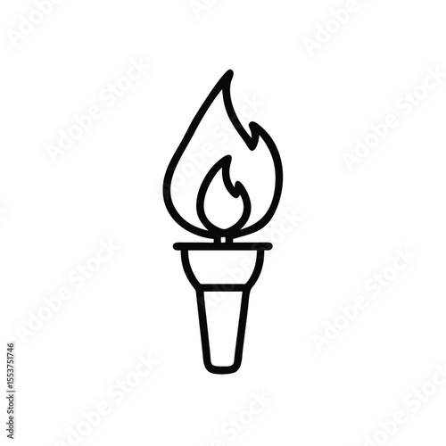 Outline torch with flames on background symbol for Charity and fundraising concepts