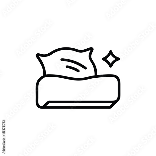 And tissue box icon with a tissue and a star shape on a background tissues clean