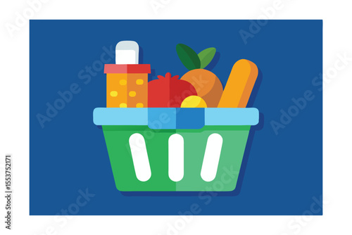 Grocery Shopping Fresh Produce, Healthy Eating, and Convenient Basket