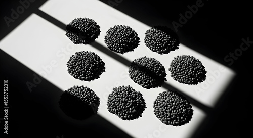Monochrome Arrangement Of Aggregate Pellets With Contrasting Light And Shadows