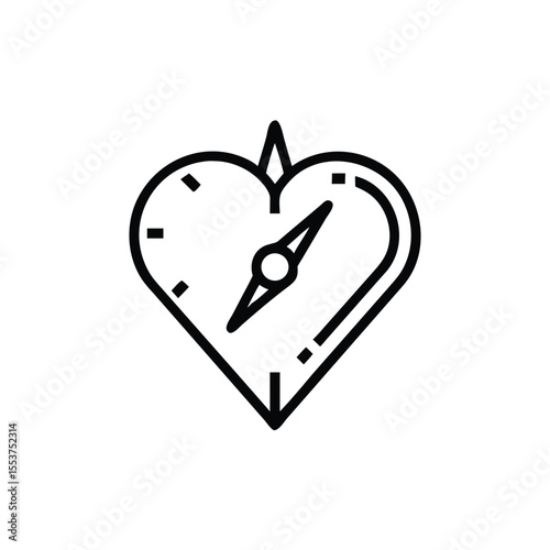 Heart shaped compass with a needle and a dial on a background Charity concept vector