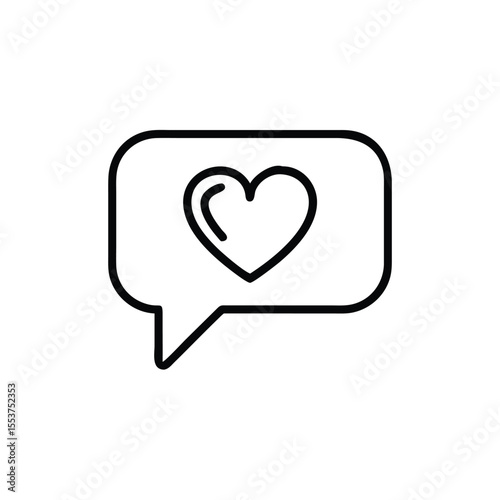 Outline heart symbol inside speech bubble on background Charity concept love talk