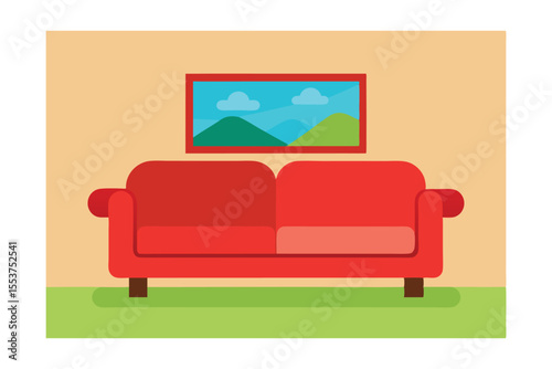 green sofa in a room