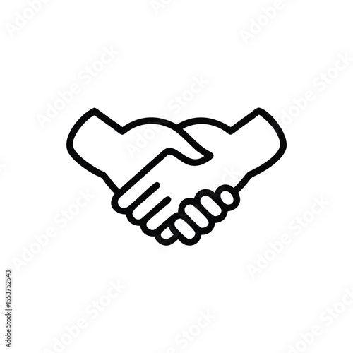 Outline of two hands shaking in agreement or cooperation on background handshake