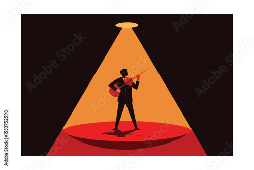 Spotlight Soloist A Musician's Stage Performance Illustration