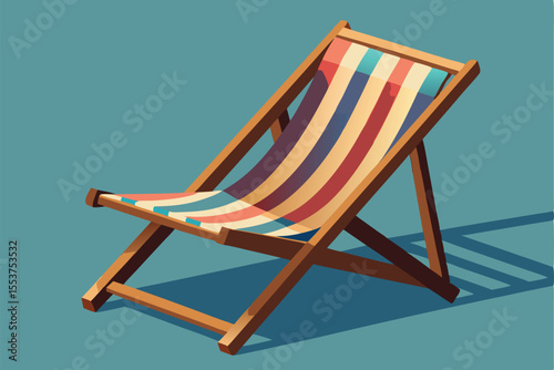 Wooden folding chairs on the beach are perfect for relaxing during sunny outdoor recreation and leisure activities