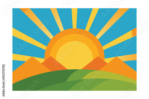 summer landscape with sun