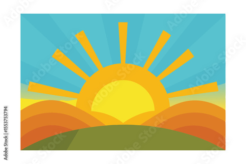 summer landscape with sun