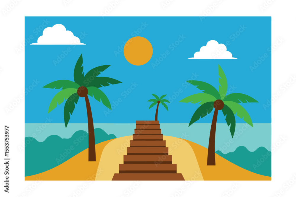 Obraz premium tropical beach with palm trees