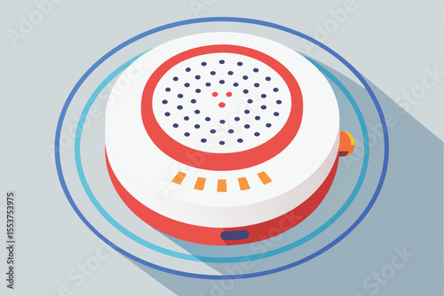 Compact smoke detector featuring a flat geometric design, perfect for modern homes and offices, ensuring safety and reliability in everyday environments