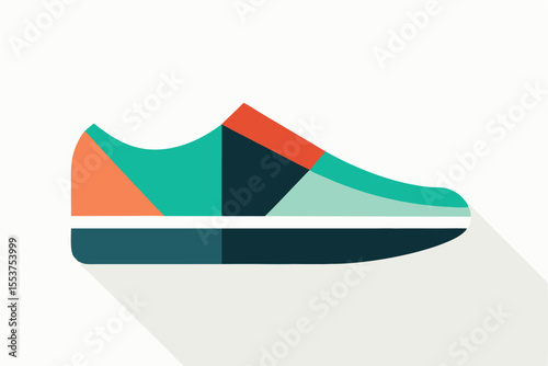 Minimalist shoe icon featuring a clean geometric sole style in vibrant colors outdoors during a sunny day creating a modern aesthetic