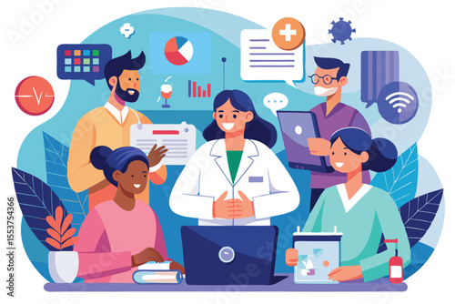 Healthcare professionals collaborating in a modern medical setting to enhance patient care through technology and teamwork